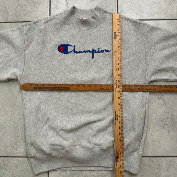 Champion Premium Reverse Weave Warm Up Size L Big Logo Crewneck Sweatshirt - Picture 8 of 8
